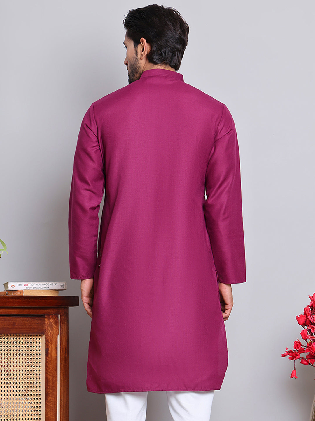DesiQlo Men Solid Kurta Only - Pink - KO_5144Pink_S