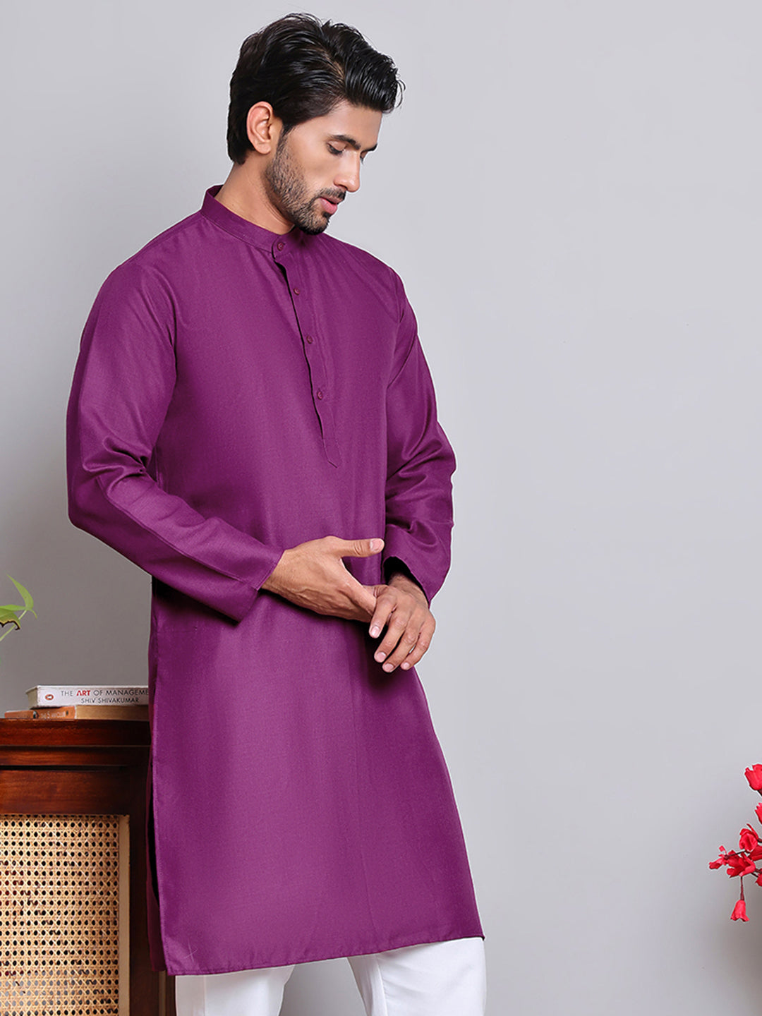 DesiQlo Men Solid Kurta Only - Purple - KO_5144Purple_S