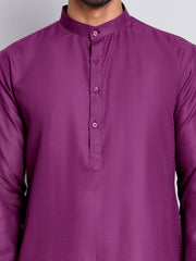 Solid Cotton Kurtas for Men ( KO 5144 Purple )