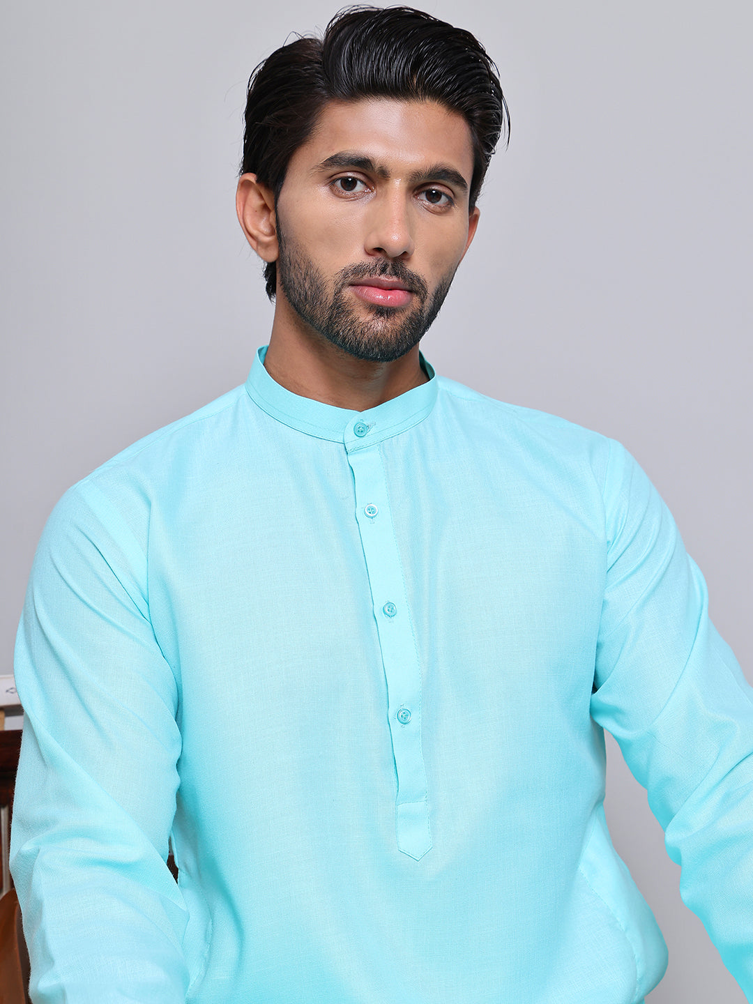 DesiQlo Men Solid Kurta Only - Blue - KO_5144Sky_S