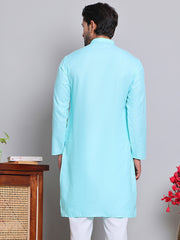 Solid Cotton Kurtas for Men ( KO 5144Sky )