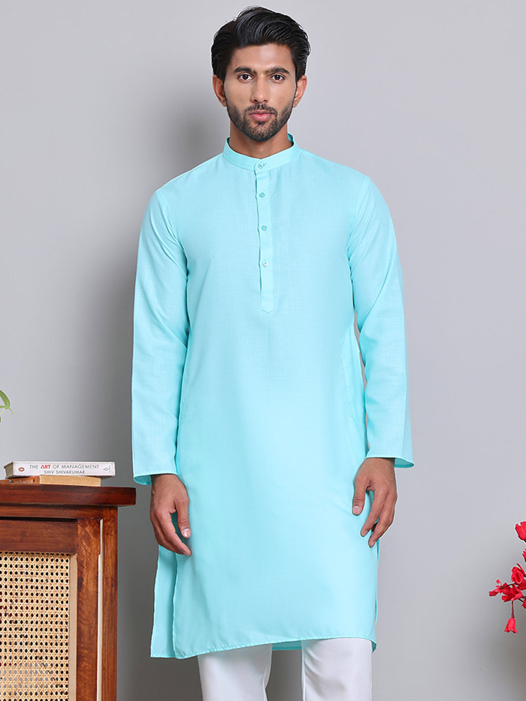 DesiQlo Men Solid Kurta Only - Blue - KO_5144Sky_S