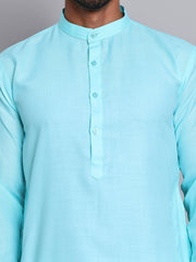 Solid Cotton Kurtas for Men ( KO 5144Sky )