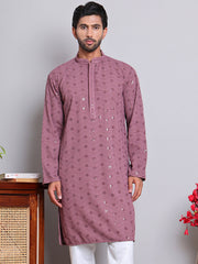Men's Embroidered and Sequence Kurtas ( KO 5145Magenta )