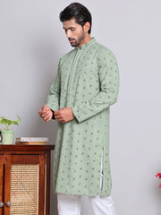 Men's Embroidered and Sequence Kurtas ( KO 5145Pista )