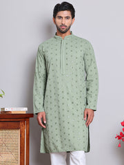 Men's Embroidered and Sequence Kurtas ( KO 5145Pista )