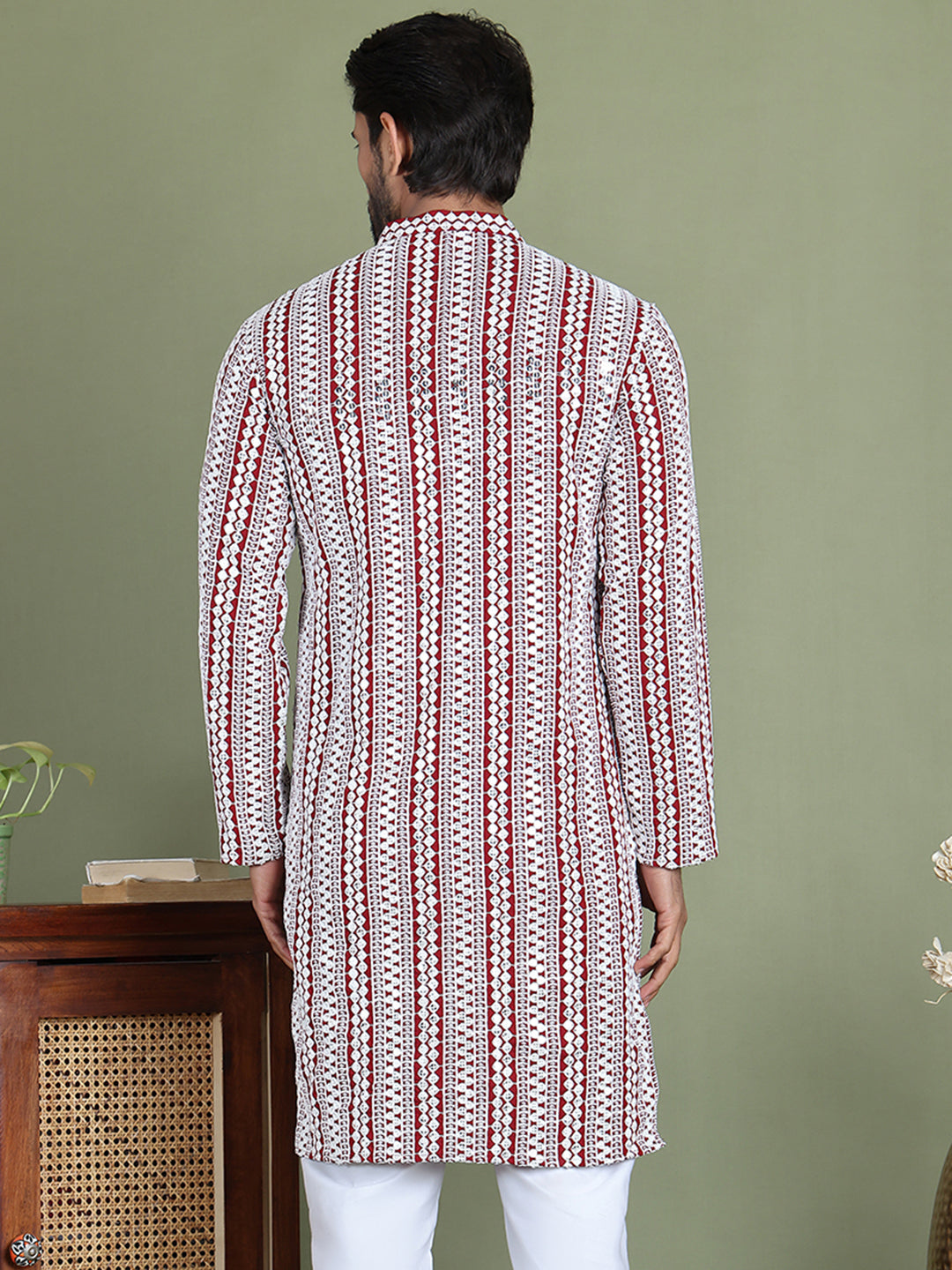 DesiQlo Men Embroidered Kurta Only - Maroon - ko_5146Maroon_S
