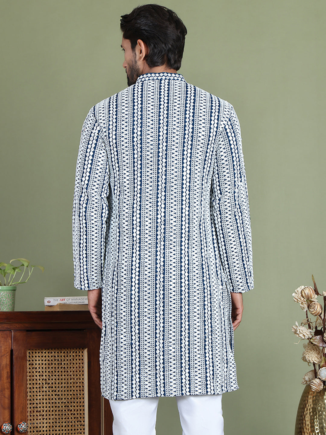 DesiQlo Men Embroidered Kurta Only - Multicolor - ko_5146Peacock_S
