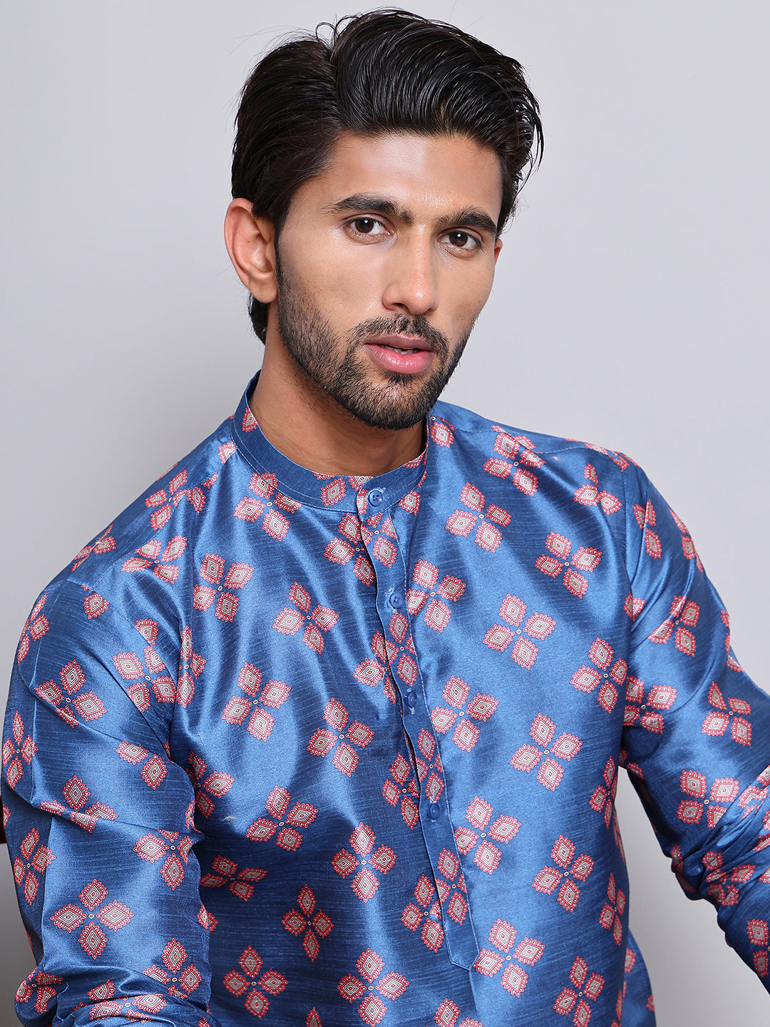 DesiQlo Men Printed Kurta Only - Multicolor - KO_5148Peacock_S