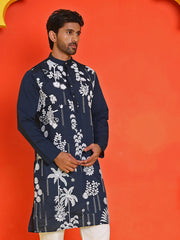 Embroidered Straight Kurtas for Men ( KO 5150 Navy ) [FF] [J-3-4]