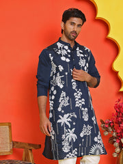 Embroidered Straight Kurtas for Men ( KO 5150 Navy ) [FF] [J-3-4]