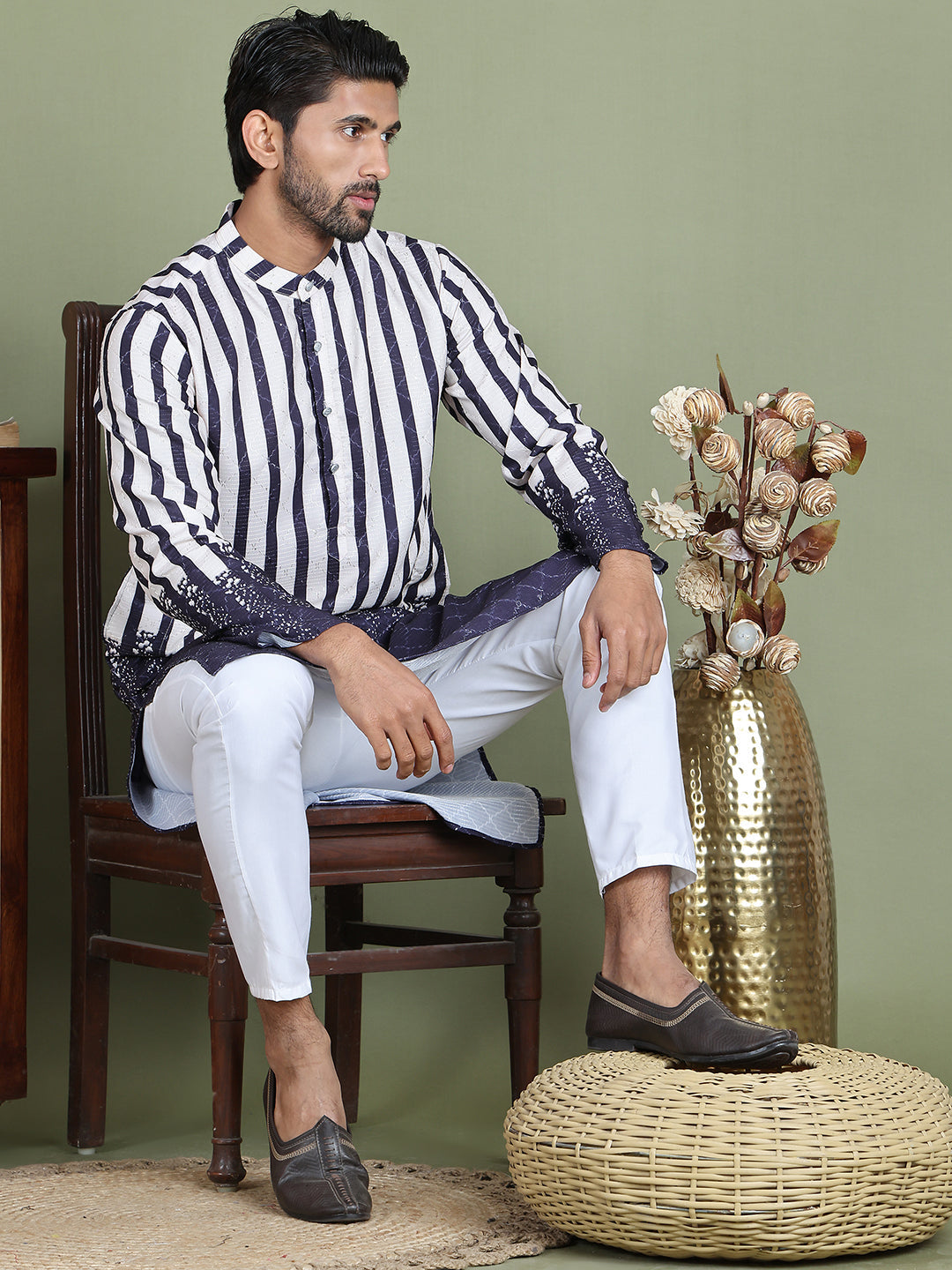DesiQlo Men Printed Kurta Only - Grey - ko_5152Charcoal_S