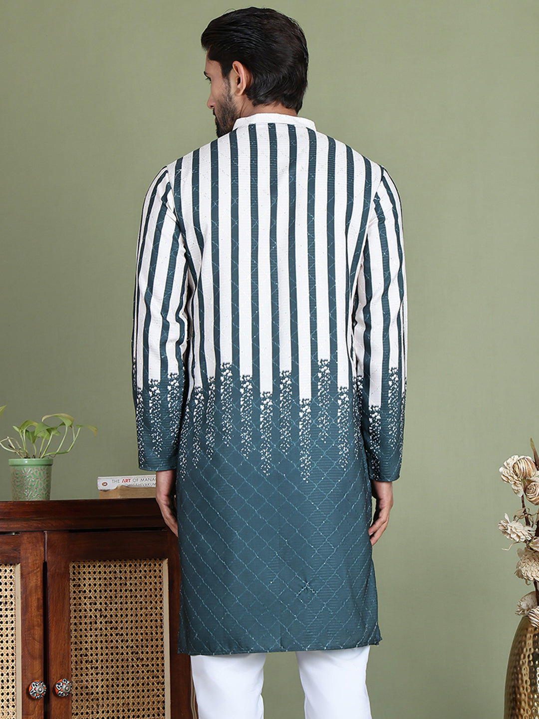 DesiQlo Men Printed Kurta Only - Green - ko_5152Teal_S