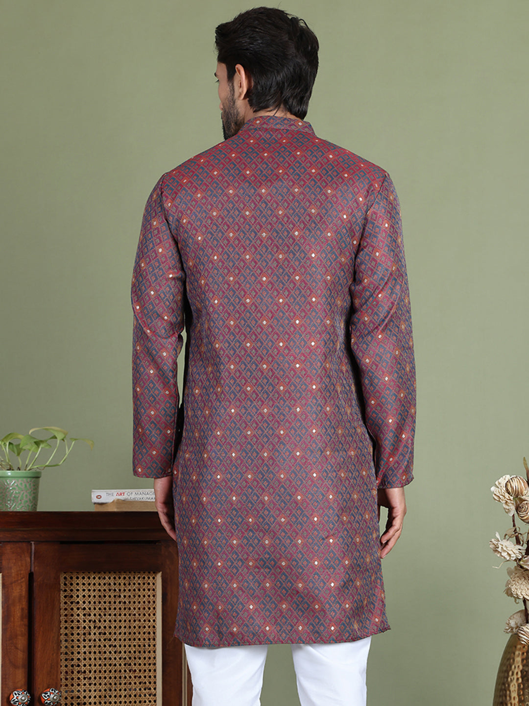 DesiQlo Men Woven Design Kurta Only - Maroon - ko_5153Maroon_S