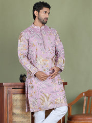 Floral Embroidered Straight Kurtas ( ko 5156Purple ) [FF] [H-11-12]