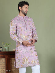 Floral Embroidered Straight Kurtas ( ko 5156Purple ) [FF] [H-11-12]