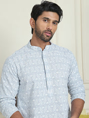 Embroidered and Sequins straight Kurtas for Men ( KO 5157 Grey ) [FF] [J-2-3]
