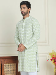 Embroidered and Sequins straight Kurtas for Men ( KO 5157 Pista ) [FF] [J-2-3]