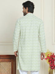 Embroidered and Sequins straight Kurtas for Men ( KO 5157 Pista ) [FF] [J-2-3]