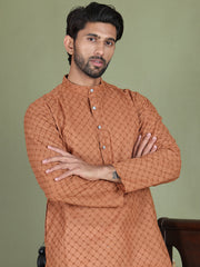 Chikankari Pure Cotton Kurtas ( ko 5158Brown ) [FF] [N-1]