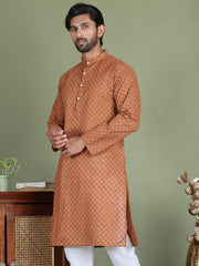 Chikankari Pure Cotton Kurtas ( ko 5158Brown ) [FF] [N-1]