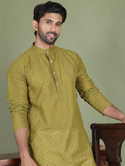 Chikankari Pure Cotton Kurtas ( ko 5158Olive ) [FF] [N-1]