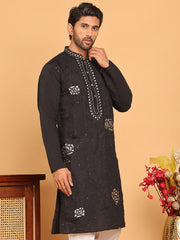 Men's Sequins and Embroidered Kurtas. ( KO 5159 Black )