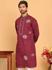 Men's Sequins and Embroidered Kurtas. ( KO 5159 Wine )
