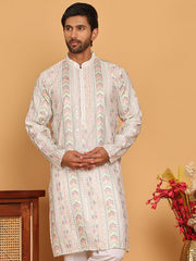 Embroidered and Sequins Kurtas for Men ( KO 5161 White ) [FF] [M-15]