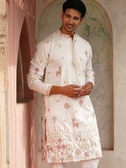 Floral Embroidered and Sequins Kurta Set ( JOKP P 5163White ) [FF] [C-13-14]