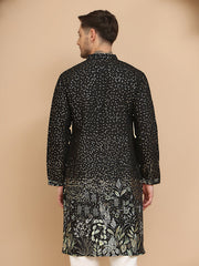 Embroidered and Sequins Silk Blend Kurtas ( KO 5169 Black ) [FF] [L-7-8]