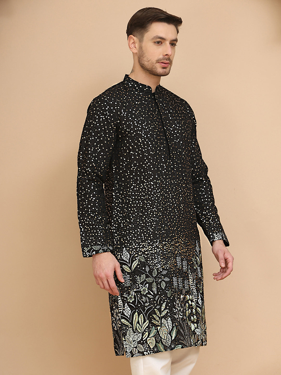 DesiQlo Men Solid Kurta Only - Black - KO_5169Black_S