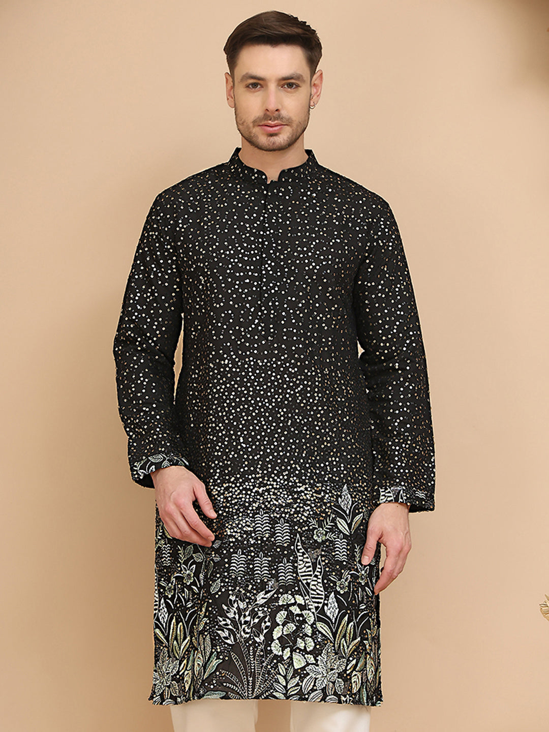 DesiQlo Men Solid Kurta Only - Black - KO_5169Black_S