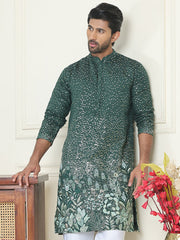 Embroidered and Sequins Silk Blend Kurtas. ( KO 5169 Olive ) [FF] [L-7-8]