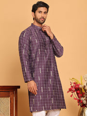 Foil Printed Straight Kurtas For Men ( KO 5170 Purple ) [FF] [I-1-4]