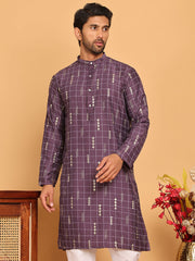 Foil Printed Straight Kurtas For Men ( KO 5170 Purple ) [FF] [I-1-4]