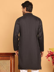 Embroidered Straight Kurtas For Men ( KO 5171 Black ) [FF] [J-2-4]