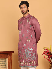 Embroidered Straight Kurtas For Men ( KO 5171 Purple ) [FF] [J-2-4]