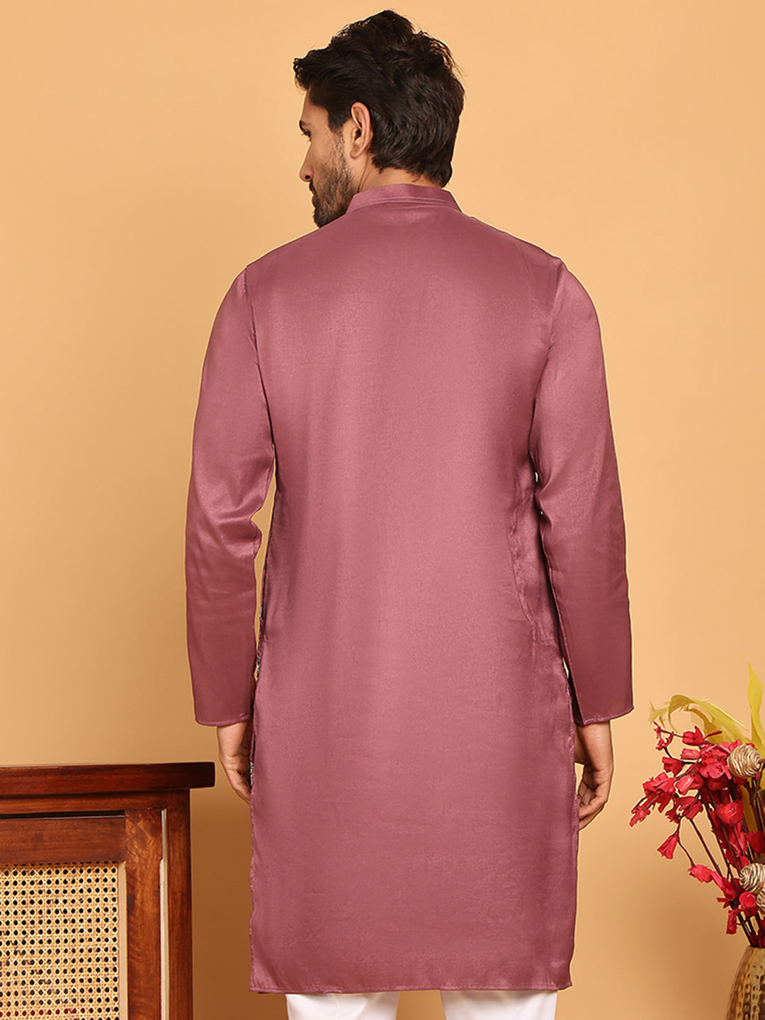 DesiQlo Men Embroidered Kurta Only - Purple - KO_5171Purple_S