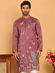 Embroidered Straight Kurtas For Men ( KO 5171 Purple ) [FF] [J-2-4]