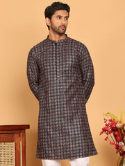 Embroidered and Sequins Viscose Rayon Kurtas For Men ( KO 5173 Silver ) [FF] [J-3-4]
