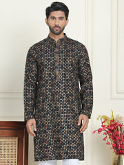 Embroidered and Sequins Viscose Rayon Kurtas For Men ( KO 5173 Yellow ) [FF] [J-3-4]
