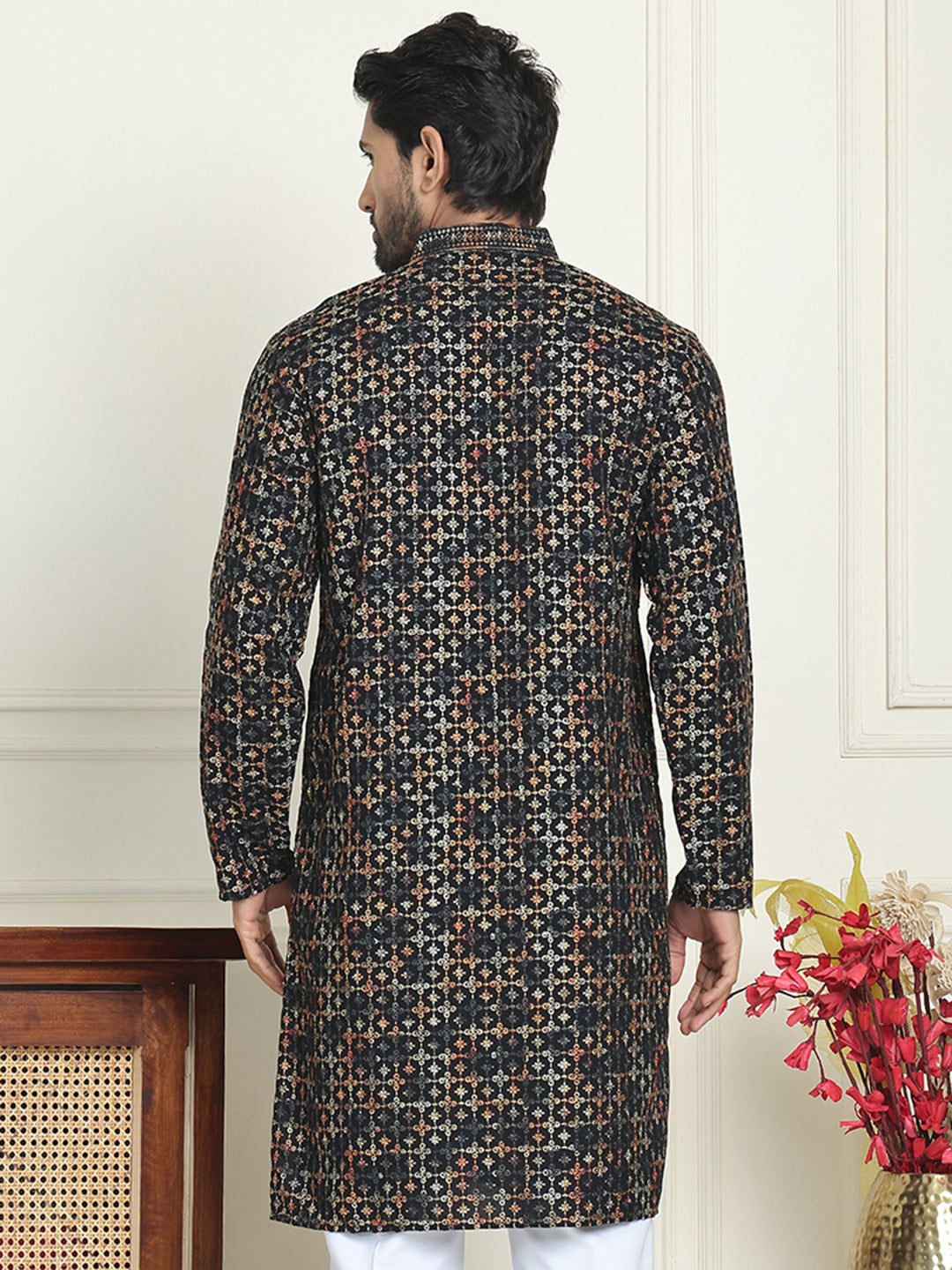 DesiQlo Men Embroidered Kurta Only - Yellow - KO_5173Yellow_S