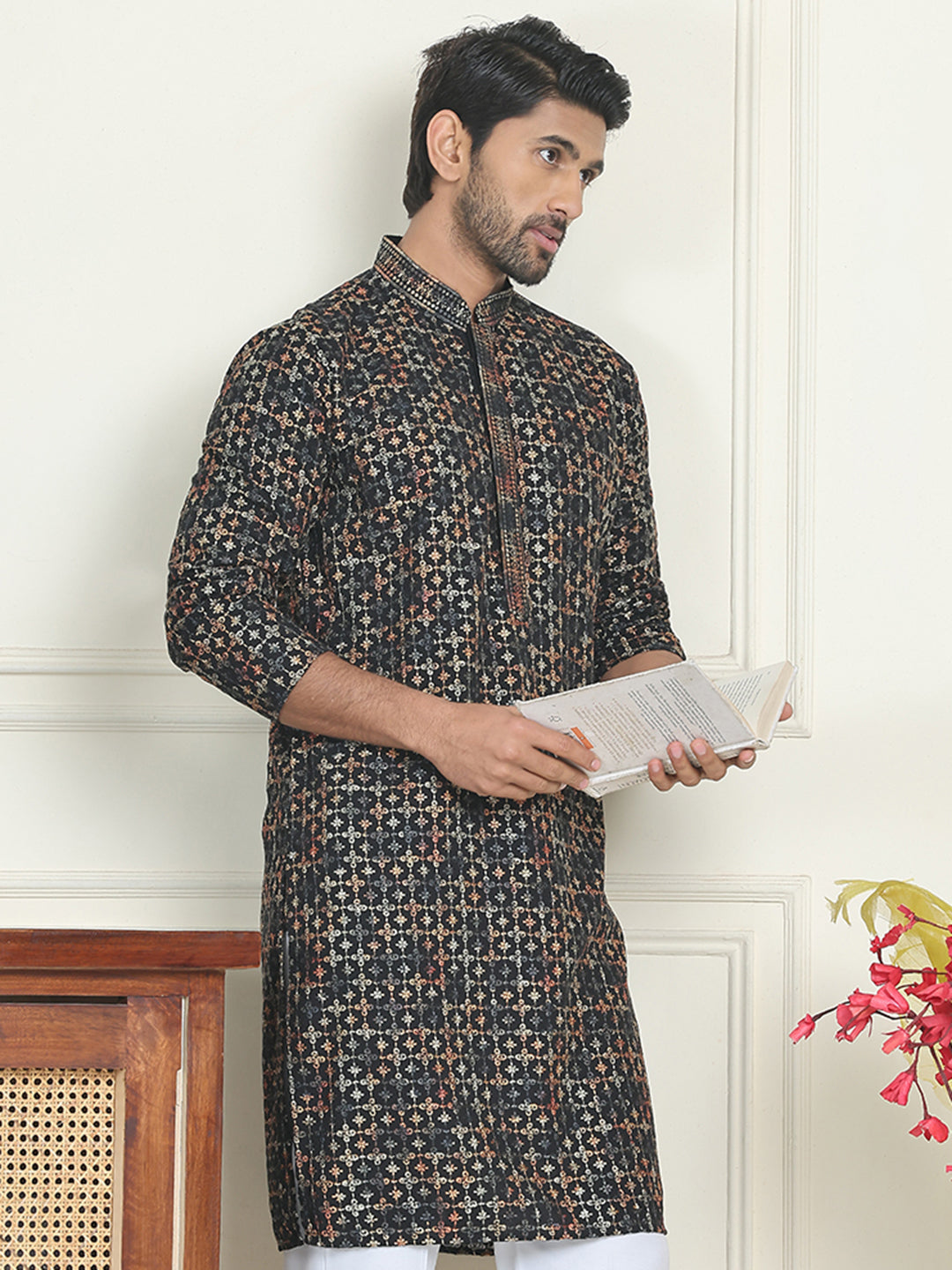 DesiQlo Men Embroidered Kurta Only - Yellow - KO_5173Yellow_S