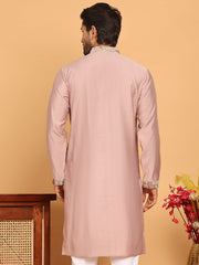 Embroidered Straight Kurtas For Men ( KO 5174 Peach ) [FF] [M-7-8]