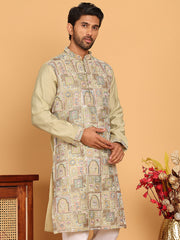 Embroidered Straight Kurtas For Men ( KO 5174 Pista ) [FF] [M-7-8]