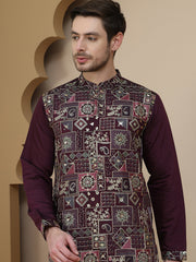 Embroidered Straight Kurtas for Men ( KO 5174 Purple ) [FF] [M-7-8]