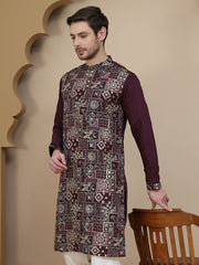 Embroidered Straight Kurtas for Men ( KO 5174 Purple ) [FF] [M-7-8]
