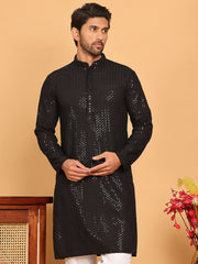Embroidered & Sequence Kurtas for Men ( KO 5177 Black ) [FF] [K-15-16]