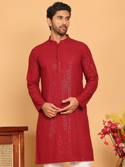 Embroidered & Sequence Kurtas for Men ( KO 5177 Maroon ) [FF] [K-15-16]